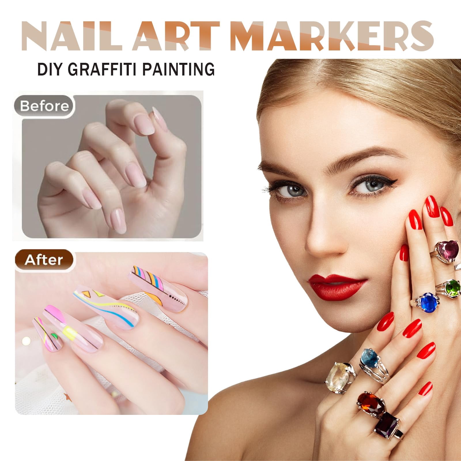 12 Colors Nail Art Pens Set, 2026 New DIY Nail Art Markers for Gel Nails, 3D Nail Polish Pens Quick Dry Graffiti Dotting Point Liner Pens Kit for DIY Nail Art Drawing Painting Tools