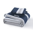 thumbnail image 6 of PANGUSHAN 100% Cotton Navy Blue Quilt King Size, King Quilt Bedding Set Quilted Bedspreads, Lightweight Reversible Striped Comforter for King Bed, All Season, Navy Blue, 3 Pieces, 6 of 9