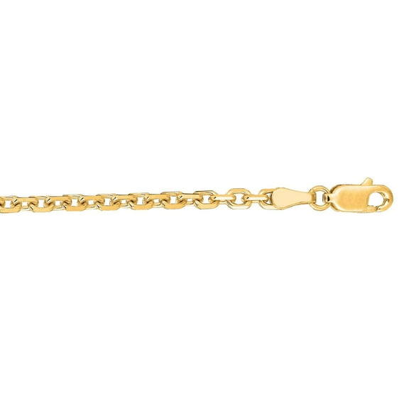 JewelStop 14k Yellow Gold 2.6 mm Diamond Cut Cable Chain with Lobster Clasp - 18 Inches, 7.78gr.