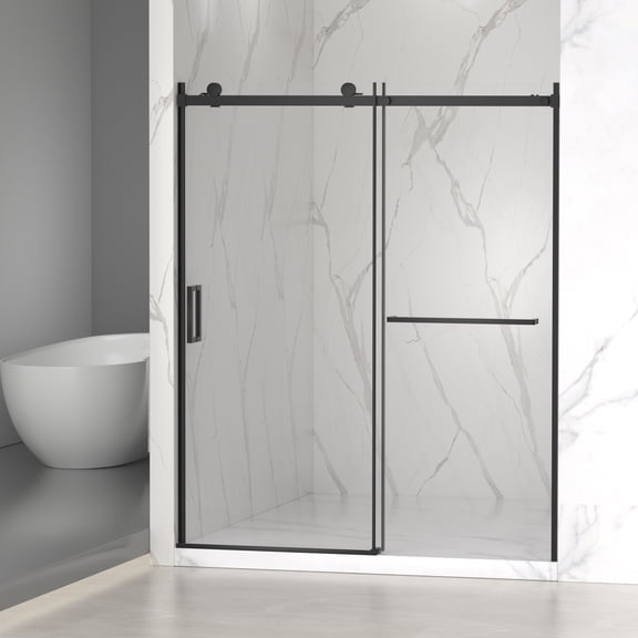 56-60" W x 72" H Frameless Sliding Shower Door, 5/16" Tempered Glass, Brushed Nickel
