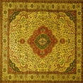 thumbnail image 1 of Ahgly Company Machine Washable Indoor Square Medallion Yellow Traditional Area Rugs, 6' Square, 1 of 4