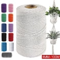 thumbnail image 1 of 3mm X 200m Natural Cotton Twisted Cord Craft Macrame Artisan Rope String Braided, 1 of 5