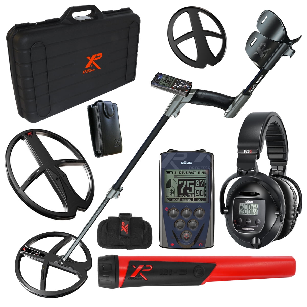 XP Deus Metal Detector w/ MI-6 Pinpointer, Headphones, Remote and X35  Coils