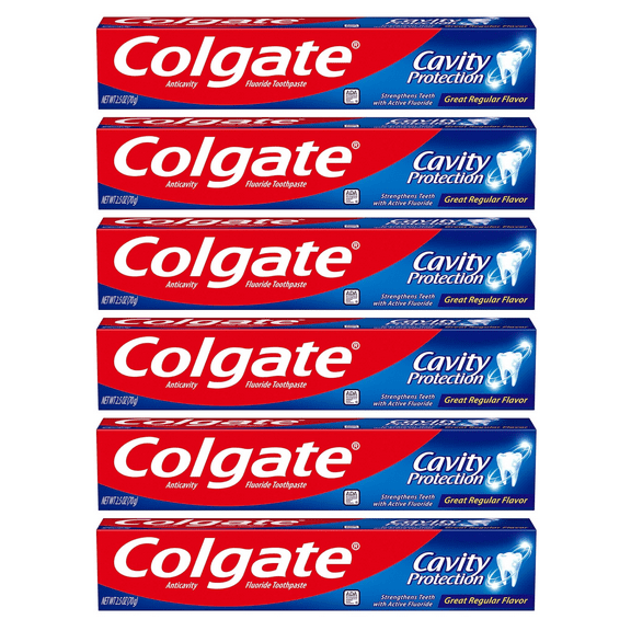 Colgate Cavity Protection Travel Toothpaste with Fluoride, ADA Accepted, TSA Approved Size 2.5 Ounce (Pack of 6)
