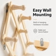 thumbnail image 2 of NOGIS Wood Accordion Wall Rack with 10 Hooks, Multi-Purpose Accordion Style Wooden Hat Rack Wall Mounted, Wood Expandable Peg Rack- for Keys, Coffee Mug, Coats, Wood Brown, 2 of 7