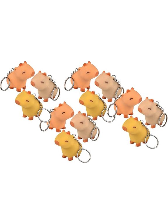 BULK - Set of 12 Pooping Capybara Novelty Keychain - Squeeze to Make it Poop - Funny Gag Gift Clip On Rodent Toy Prize Favor