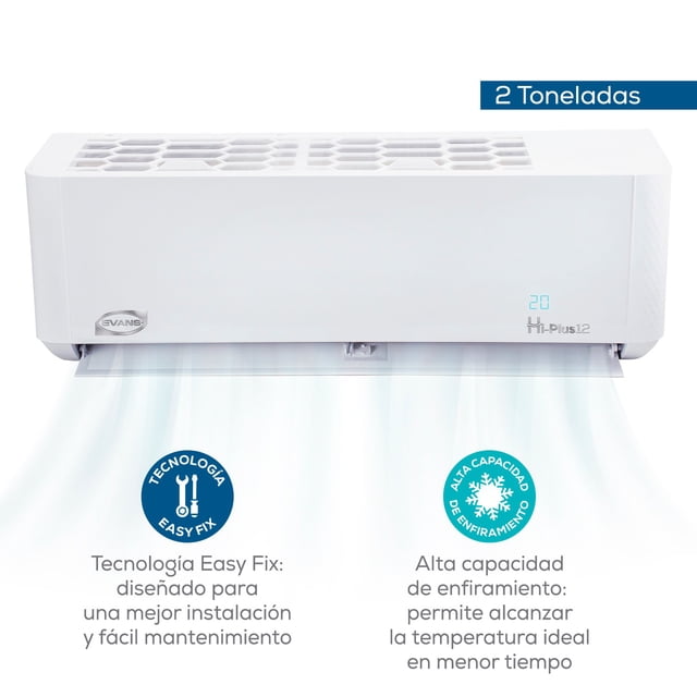 Minisplit Evans 2 Ton Solo Frío 220V 24000 BTU Color Blanco
