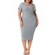 thumbnail image 2 of Vestido Bodycon de Talla Grande para Mujer Agnes Orinda, Cuello Redondo, Manga Corta, Con Abertura en la Espalda, Estilo Casual, Midi, Vestidos de Camiseta 3X Gris, 2 of 6