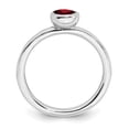 thumbnail image 2 of Sterling Silver Stackable Expressions Low 5mm Round Garnet Ring Size 5, 2 of 3