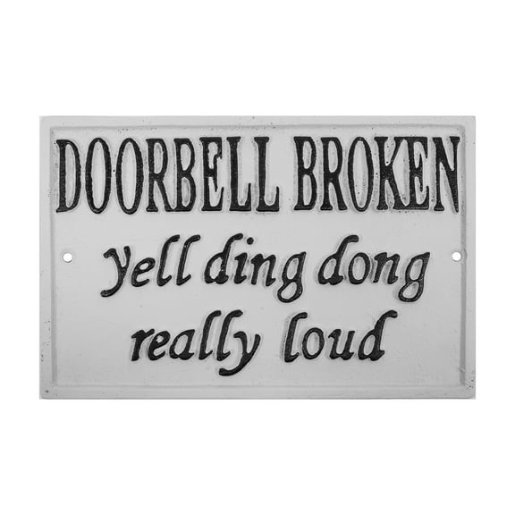 Funny Cast Iron Doorbell Broken Yell Ding Dong Sign Novelty Front Door Porch Wall Decor New Home Gag Gift
