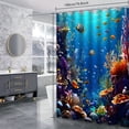 thumbnail image 3 of LVRLVR 1/4 Underwater world Ocean Fabric Shower Curtain Rug Set - Vibrant Coral Reef Underwater Bath Mat Bathroom Decoration,Blue, 70.8" × 70.8", 3 of 9