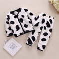 thumbnail image 2 of Sopiago Toddler Kids Baby Girl Solid Long Sleeve Button Shirt Top and Pants Coral fleece 2Piece Pajamas Set Black,18-24 Months, 2 of 4