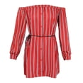 thumbnail image 2 of a rayas sin tirantes sin tirantes con hombros descubiertos para mujer informal con cinturo con cordones Rojo S Salvador Vestido a rayas con hombros descubiertos, 2 of 10