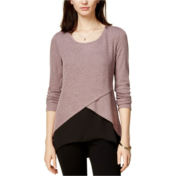 bar III Womens Crossover Tunic Blouse, Purple, Small