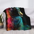 thumbnail image 3 of Yiaed Neon Spectrum Cat Portrait Print Blanket Throw Blanket Soft Cozy Flannel Blanket for Home Bed Sofa Couch Chair-80"x60", 3 of 6