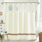 Barossa Design Stripe Shower Curtain with Snap-in Liner and Hooks, Mesh Window, Beige/ Brown-71" x 72"