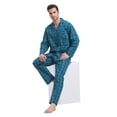 thumbnail image 4 of GLOBAL Mens Yarn Pajama Set 100% Cotton, Long Sleeve Button Down PJ Set for Men Plaid Men's Sleepwear, Sizes S-3XL, 4 of 5