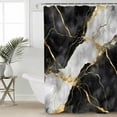 thumbnail image 5 of Abstract Art Shower Curtain, 72" x 72", Gold Black Water Ripple Gradient Marbling Waterproof Bathroom Curtain Washable Shower Curtain Set with 12 Hooks, 5 of 6