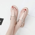 thumbnail image 4 of Juebong Sandals clearance Thong Flat Sandals, Casual T Strap Dress Sandals, Adjustable Ankle Buckle Dress Thong Sandals with Strappy for Women Summer Wedding, 4 of 5