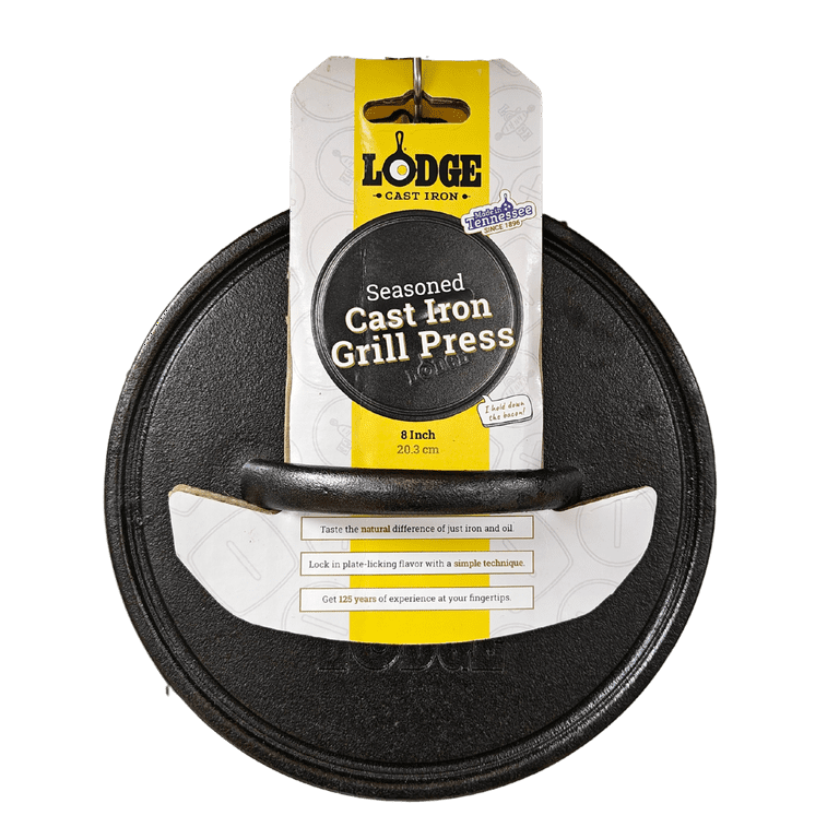 Lodge Yellowstone 8 Inch Round Seasoned Cast Iron Power Y Grill Press -  L8RFIPYW