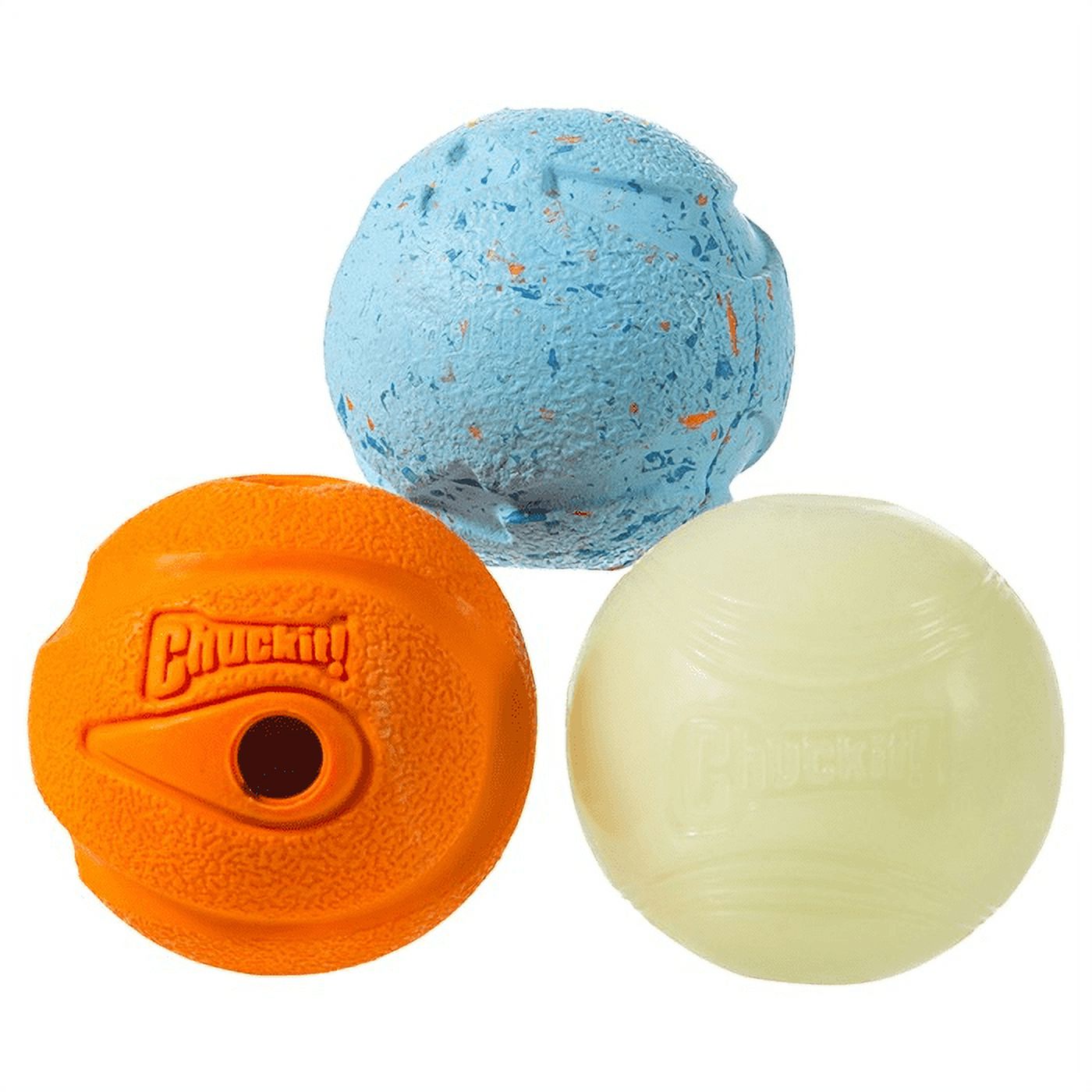 Chuckit Fetch Medley Dog Ball Dog Toys, Medium (2.5 Inch) Pack of 3, for Medium Breeds, Includes Whistler, Max Glow and Rebounce Balls - image 4 of 8