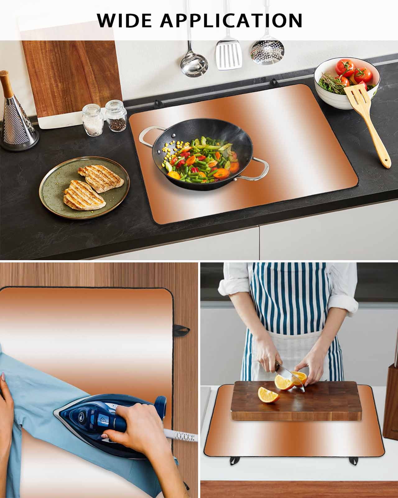 nqOlkjepod Large Induction Cooktop Protector Mat 24"x21", Orange White Ombre Stove Top Covers for Electric Stove, Farmhouse Country Minimalist Art Stove Burner Cover Mats, Glass Top Stove Cover