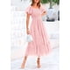 thumbnail image 4 of Vestido MIDI con fruncidos y tul color rosa claro para mujer PRETTYGARDEN talla XL, 4 of 7