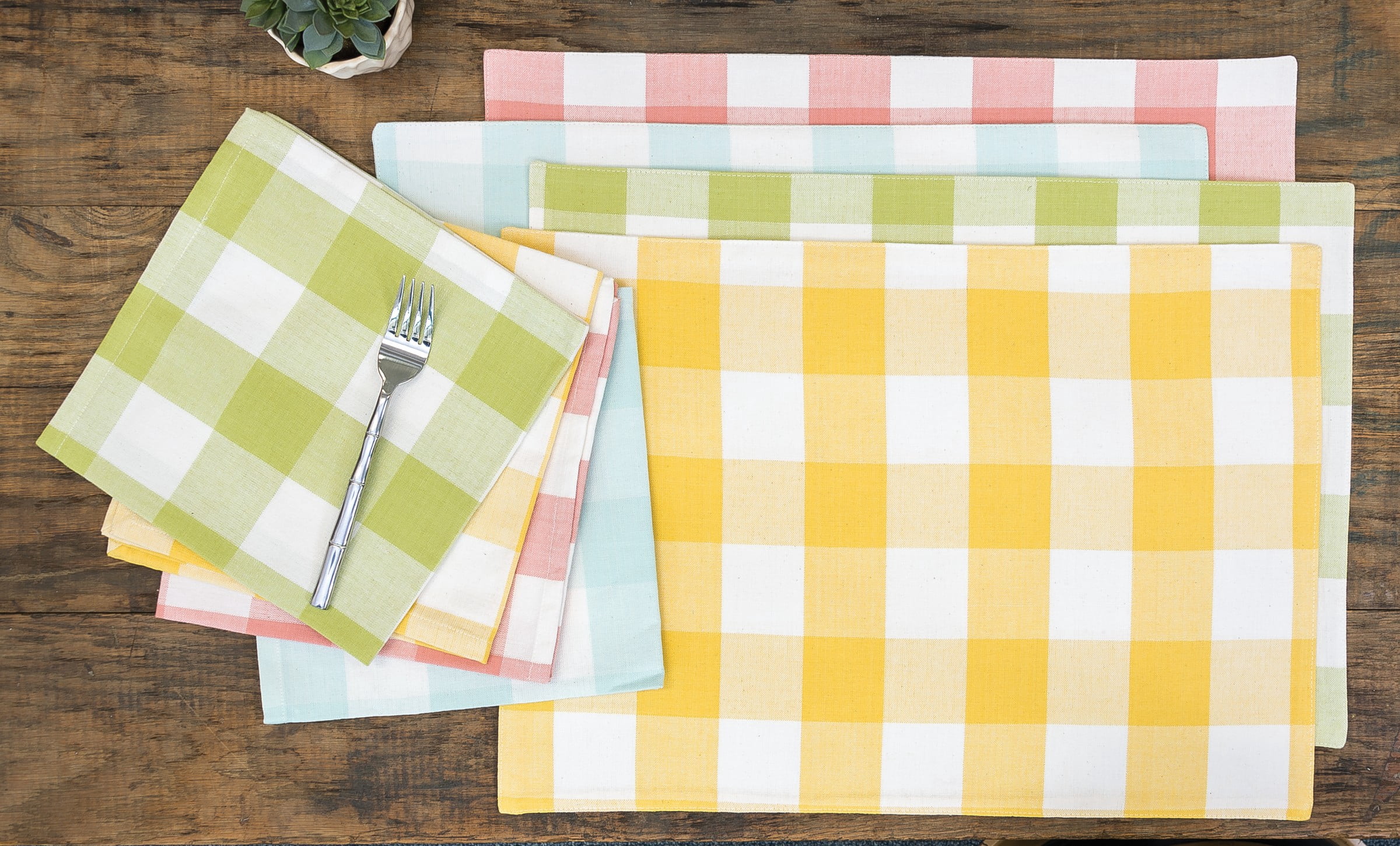Franklin Checkered Plaid Peridot Placemat Set of 6