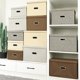 thumbnail image 5 of Cestas de almacenamiento plegables decorativas, tela de lino de algodón lavable con tablero de plástico PP duradero, diseño apilable para ahorrar espacio en el hogar (beige), 5 of 5