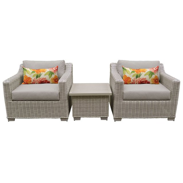 Coast 3 Piece Outdoor Wicker Patio Furniture Set in Beige