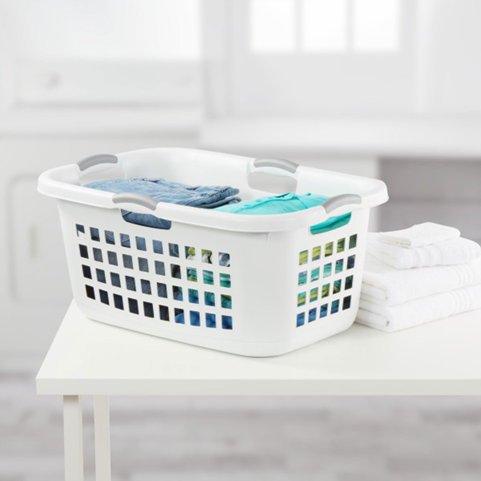 Sterilite Ultra 2 Bushel Plastic Stackable Laundry Basket, White (12 Pack)