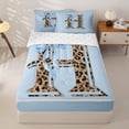 thumbnail image 3 of Homewish Girls Initial H Leopard Print Zipper Full Size Comforter Sets with Fitted Sheet and 2 Pillowcases,Teens Kawaii Ribbon Bowknot Zipper Bedding Set,4pcs, 3 of 6
