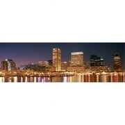 Panoramic Images  Buildings lit up at dusk Baltimore Maryland USA Poster Print by Panoramic Images - 36 x 12