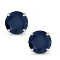 thumbnail image 2 of Gem Stone King 18K White Gold Blue Sapphire Stud Earrings for Women Men (2.20 Cttw, Gemstone Birthstone, Round 6MM), 2 of 5