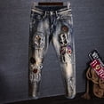 thumbnail image 3 of Pantalones vaqueros para hombre, estilo hip hop, holgados y rectos, originales, de Kpop, moda coreana, vaqueros para hombre, holgados, nuevos, rotos, con agujeros, góticos, 3 of 5