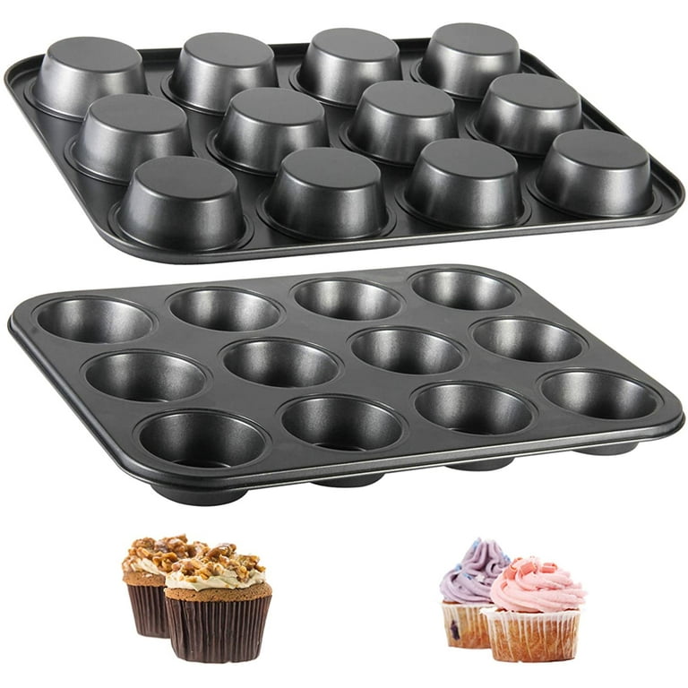 Heavy duty carbon steel cupcake baking tray,12 cup cupcake shaped cake pan,non