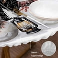 thumbnail image 3 of Black Christmas Round Tablecloth, Fitted Table Cover with Elastic for 36"-44" Round Tables, Snowman Snowflake Winter Birds Table Cloth Outdoor Indoor Dinning Party Waterproof Tablecloths, 3 of 7
