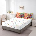 thumbnail image 4 of Colorful Bricks Bed in a Bag King 7 Pieces,Building Blocks Comforter Set Reversible Gradient Watercolor Geometry Brick Design,Soft Breathable Bedding Sets with Comforter,Sheets,Pillowcases & Shams, 4 of 5