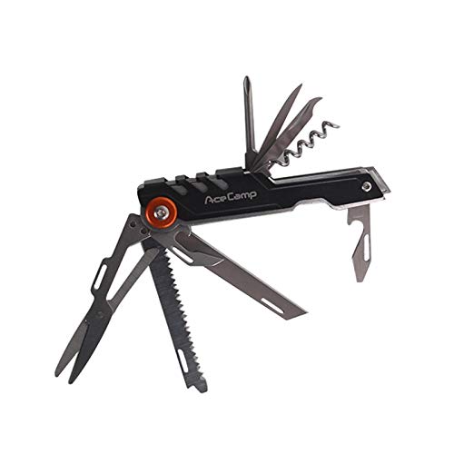 AceCamp 11in1 Compact MultiTool Pocket Knife, Blade, Saw, Scissors