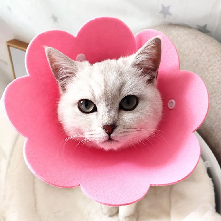 Soft Cotton Adjustable Cat Recovery Cone - Comfy Donut Collar For Post-Surgery, Prevents Licking