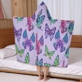 thumbnail image 5 of Purple Butterfly Colorful Pattern Hooded Bath Towel，50"x30" for Ages 3 To 12 Kids, Quick Dry Lightweight Soft Microfiber Hood Beach Towel Cover Up for Kids, 5 of 7