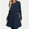 thumbnail image 6 of Byworldtasic Women's Knit Dress Long Sleeve Casual Crew Neck Tunic Dresses with Pockets Button Side Fall Winter Trendy Dress, 6 of 9