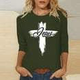 thumbnail image 2 of nerohusy Cute Easter Tops for Women 3/4 Sleeves,Easter Shirts for Women Christian Religious Cross Graphic Tee Tops Fashion 3/4 Sleeve Tunic Tshirt Spring Crewneck Blouses, 2 of 4