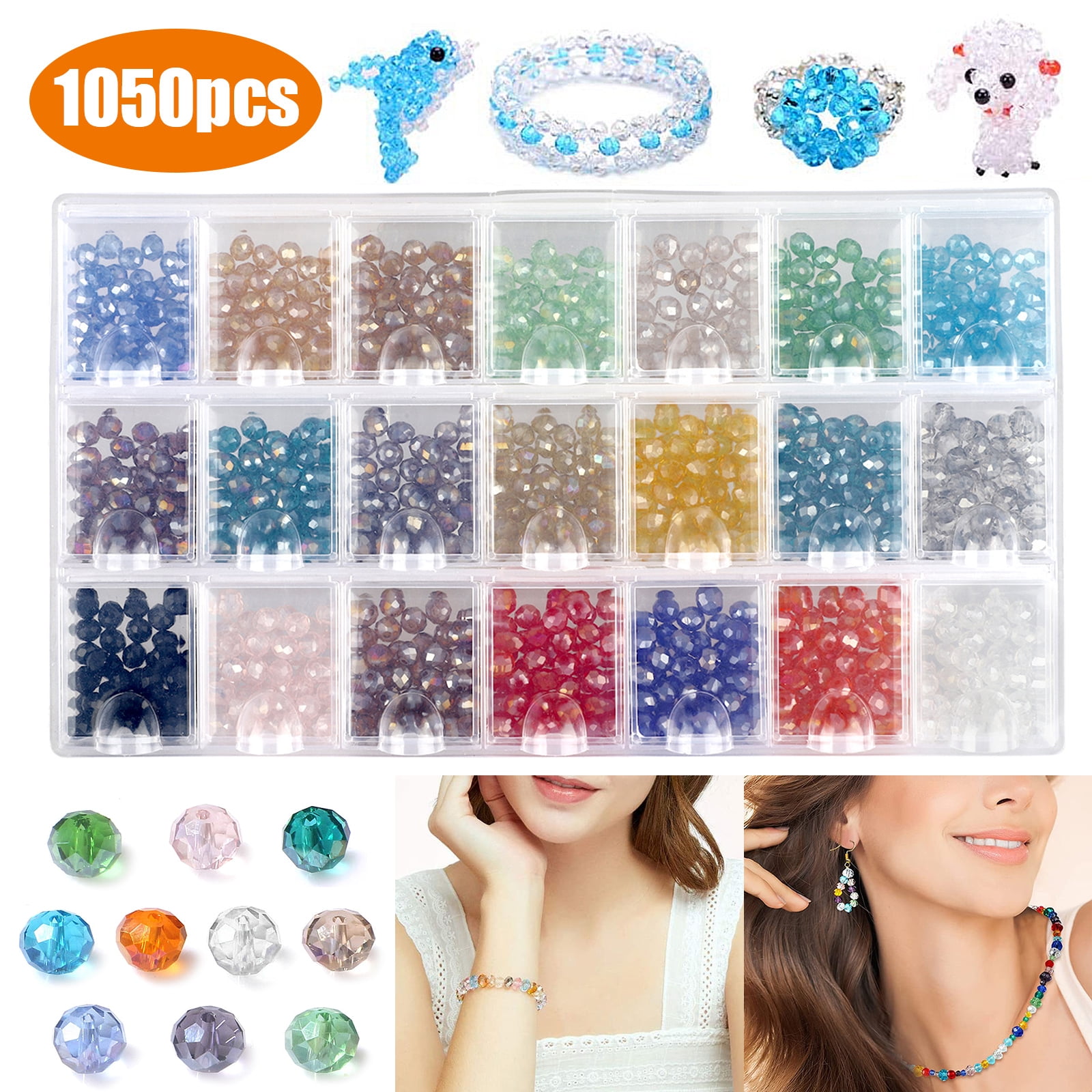 Dowarm 300 Pieces 6mm Crystal Glass Beads Briolette Beads for Jewelry Making Briolette Spacer Beads Rainbow, 6MM Rondelle Crystal Beads for Crafts Wine Charms Wind Chimes Suncatchers 