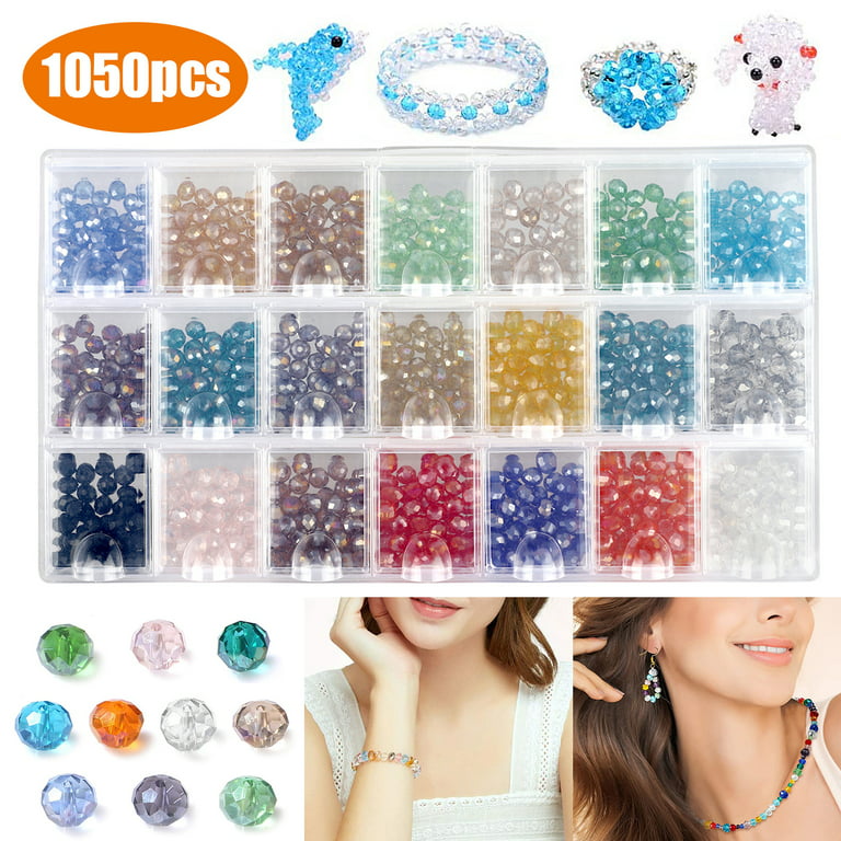 6mm Briolette Glass Beads for Jewelry Making, 21 Colors 1050Pcs Faceted  Rondelle Shape Translucent Crystal Spacer Beads Assortments Supplies for  Bracelet Necklace with Storage Box 