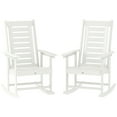 thumbnail image 2 of Outsunny Outdoor Rocking Chairs Set of 2, HDPE Patio Rockers with 28" High Back, Wide Armrests and Slatted Seat for Porch Backyard Balcony, White, 2 of 9
