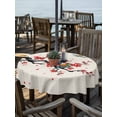 thumbnail image 2 of Outdoor Tablecloths with Umbrella Hole & Zipper, Red Spring Floral Round Tablecloths 60 Inch, Birds Branches Watercolor Flowers Rustic Waterproof Table Cloth, Patio/Pool/Picnic Table Covers, 2 of 8