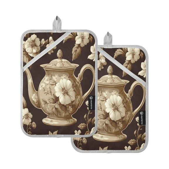 BZSMCE Pot Holder Oven Mitts Cooking baking Fea Pot Decorate with Forals Creative Pattern Size:7x9.8in