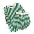 thumbnail image 2 of Joernso Women T-Shirt Shorts Suit Summer Striped Short Sleeves Round Neck Loose Elastic Waist Ladies Casual Tee Short Pants Suit Sports Wear, 2 of 8