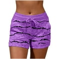thumbnail image 3 of Blmnix Beach Shorts for Women with Pockets Purple Board Spandex Striped High Waisted Casual Shorts for Women,XL, 3 of 6